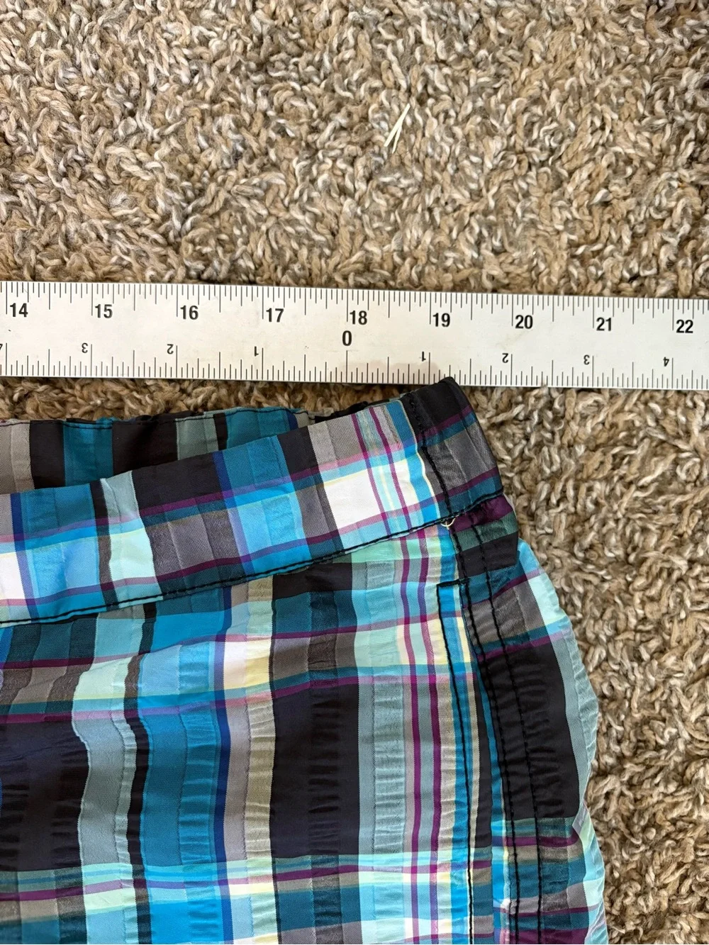 Tommy Bahama Relax Swim Trunks Mens XL Blue Teal Purple Plaid Yellow Lined - Picture 4 of 6